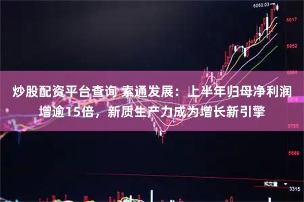 炒股配资平台查询 索通发展：上半年归母净利润增逾15倍，新质生产力成为增长新引擎