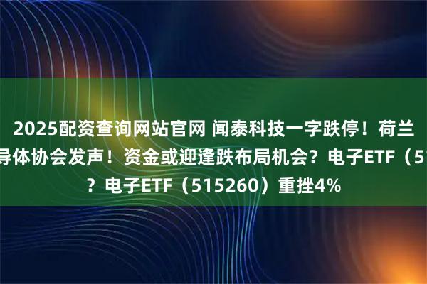 2025配资查询网站官网 闻泰科技一字跌停！荷兰不公正对待，半导体协会发声！资金或迎逢跌布局机会？电子ETF（515260）重挫4%
