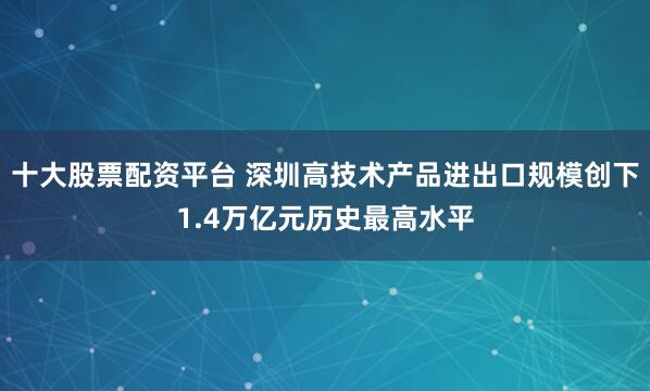 十大股票配资平台 深圳高技术产品进出口规模创下1.4万亿元历史最高水平