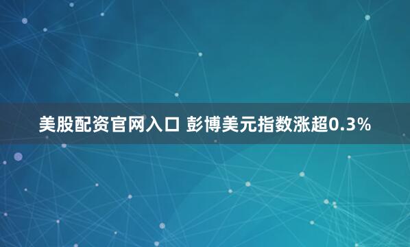 美股配资官网入口 彭博美元指数涨超0.3%